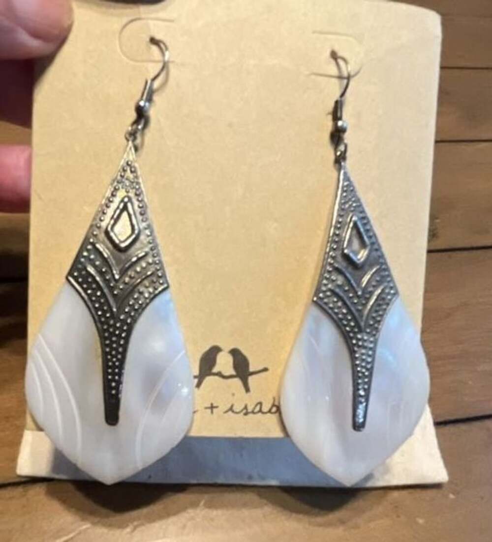 Chloe + Isabel Mother of Pearl Leaf Dangle Earrings with Pouch